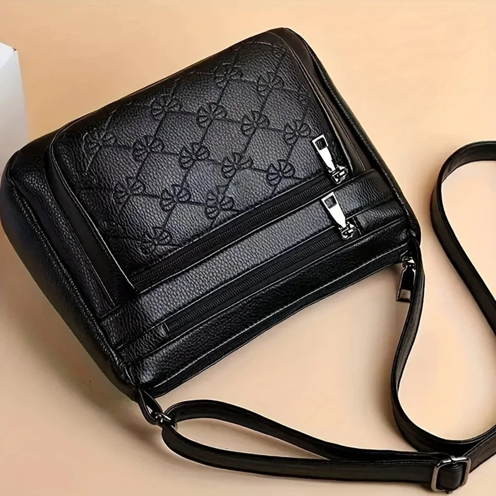 Embossed Multi-Pocket Mom Bag
