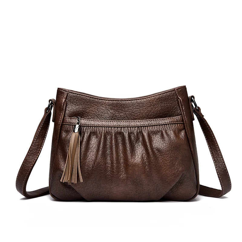 Ruched Leather Messenger