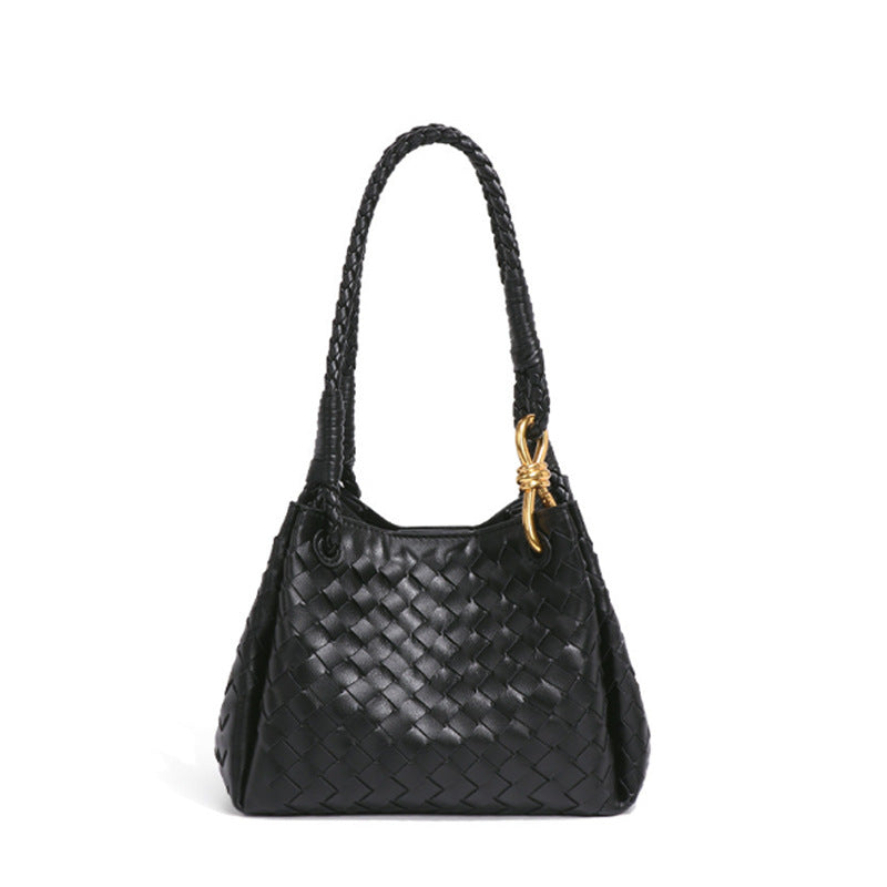 Woven Plaid Bucket Bag