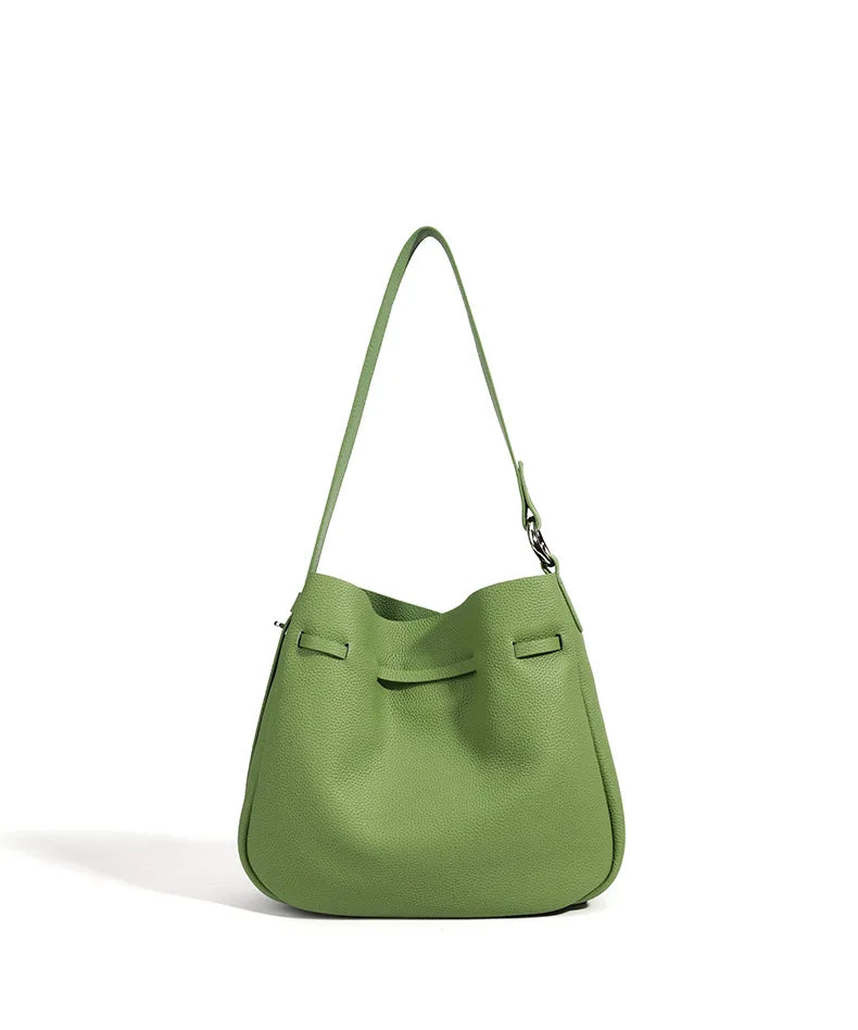 Casual Leather Bucket Tote