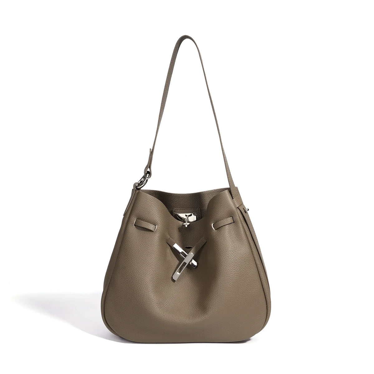 Casual Leather Bucket Tote