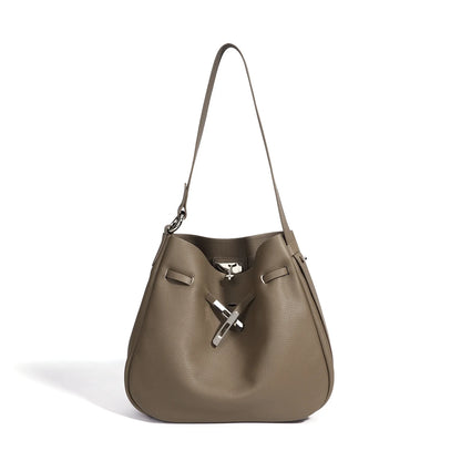 Casual Leather Bucket Tote