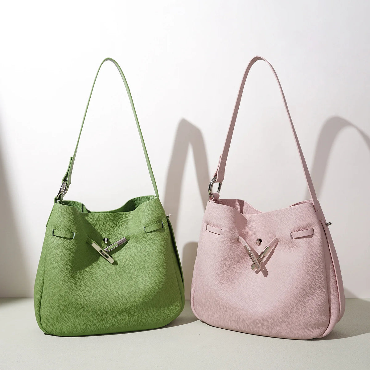Casual Leather Bucket Tote