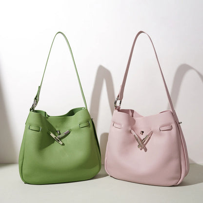 Casual Leather Bucket Tote
