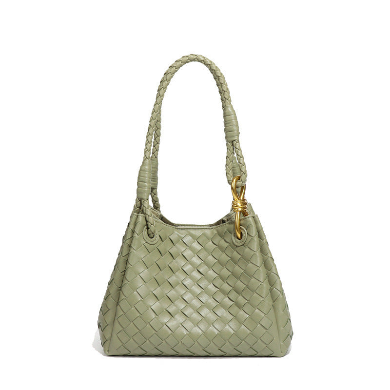 Woven Plaid Bucket Bag