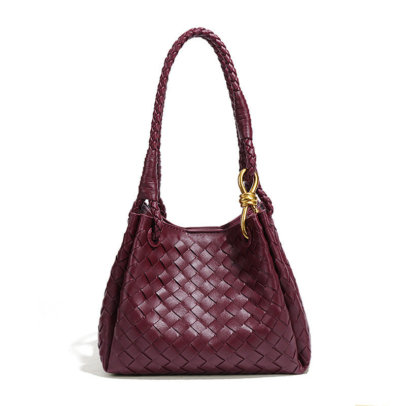 Woven Plaid Bucket Bag