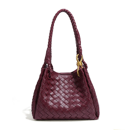 Woven Plaid Bucket Bag