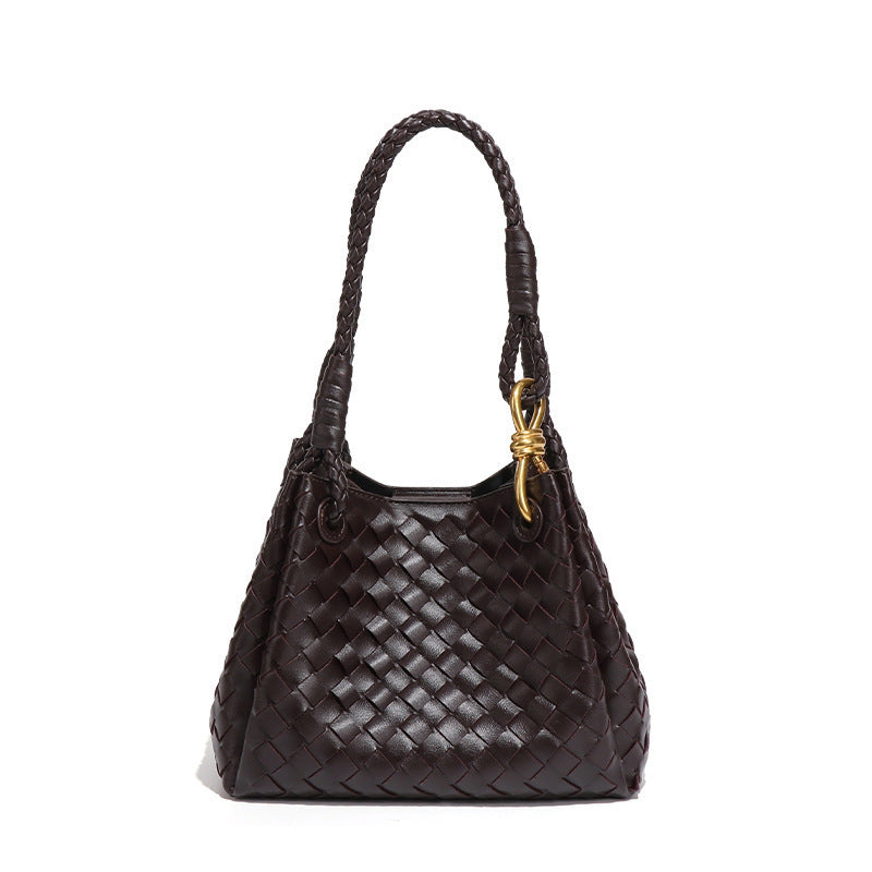 Woven Plaid Bucket Bag