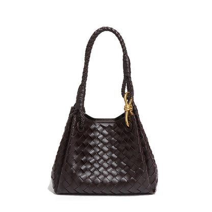 Woven Plaid Bucket Bag