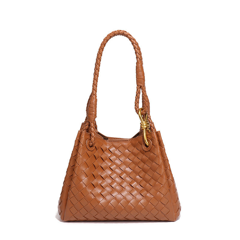 Woven Plaid Bucket Bag