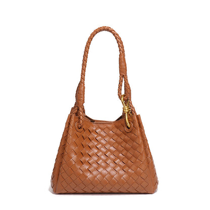 Woven Plaid Bucket Bag