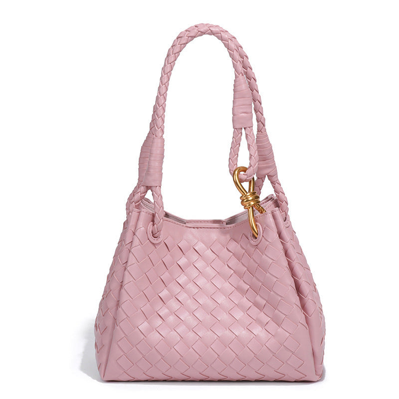 Woven Plaid Bucket Bag