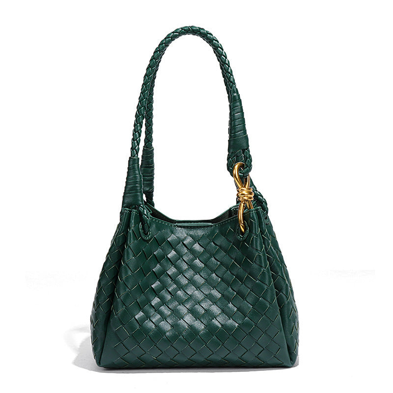 Woven Plaid Bucket Bag