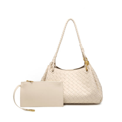 Woven Plaid Bucket Bag
