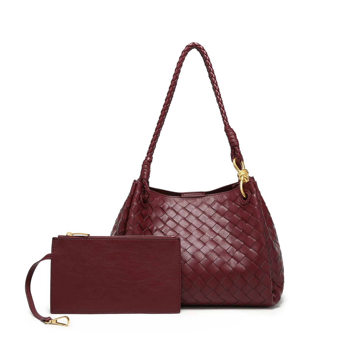 Woven Plaid Bucket Bag