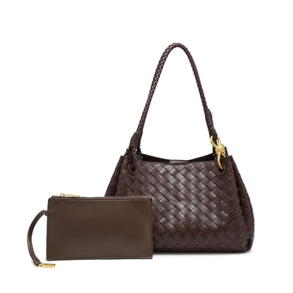 Woven Plaid Bucket Bag