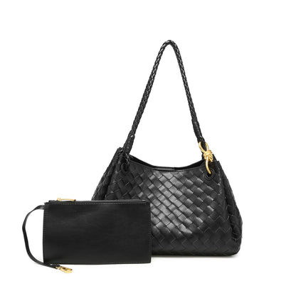 Woven Plaid Bucket Bag