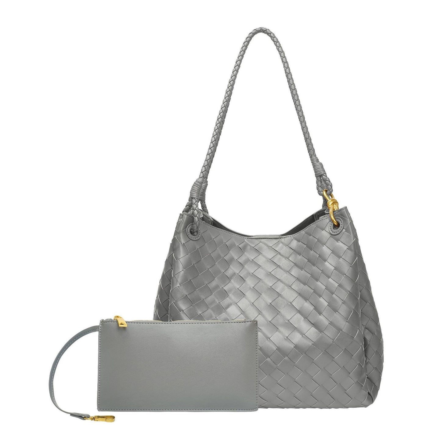 Woven Plaid Bucket Bag