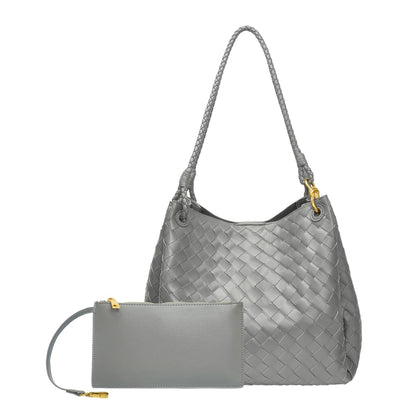 Woven Plaid Bucket Bag