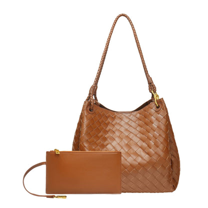 Woven Plaid Bucket Bag
