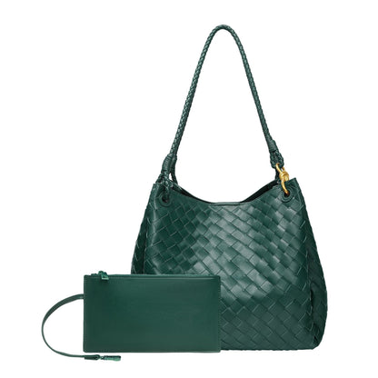 Woven Plaid Bucket Bag
