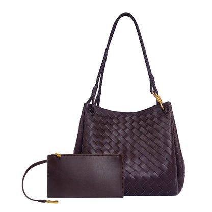 Woven Plaid Bucket Bag