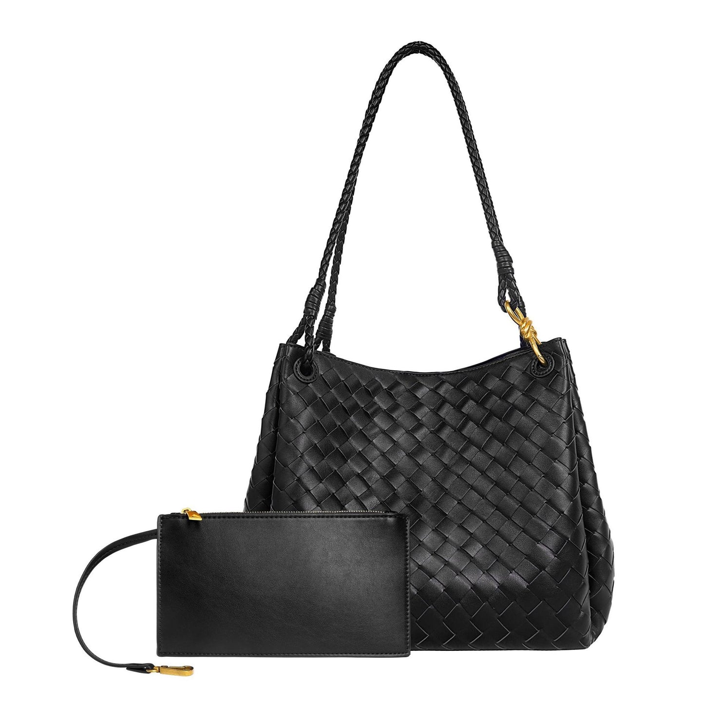 Woven Plaid Bucket Bag