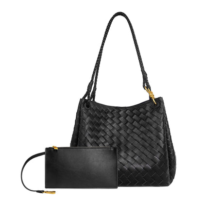 Woven Plaid Bucket Bag
